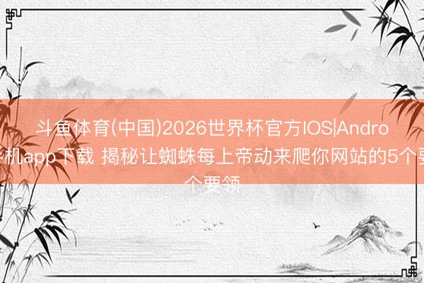 斗鱼体育(中国)2026世界杯官方IOS|Android手机app下载 揭秘让蜘蛛每上帝动来爬你网站的5个要领
