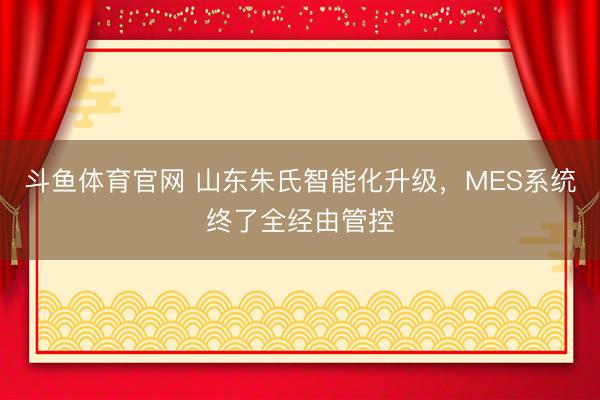 斗鱼体育官网 山东朱氏智能化升级，MES系统终了全经由管控