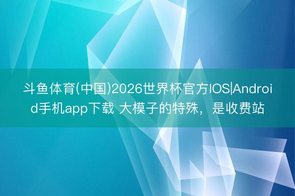 斗鱼体育(中国)2026世界杯官方IOS|Android手机app下载 大模子的特殊，是收费站
