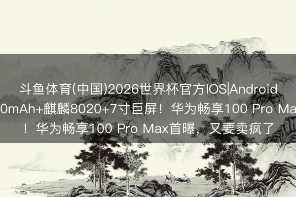 斗鱼体育(中国)2026世界杯官方IOS|Android手机app下载 12000mAh+麒麟8020+7寸巨屏！华为畅享100 Pro Max首曝，又要卖疯了