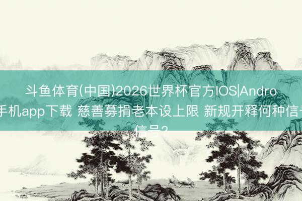 斗鱼体育(中国)2026世界杯官方IOS|Android手机app下载 慈善募捐老本设上限 新规开释何种信号?