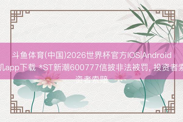 斗鱼体育(中国)2026世界杯官方IOS|Android手机app下载 *ST新潮600777信披非法被罚， 投资者索赔