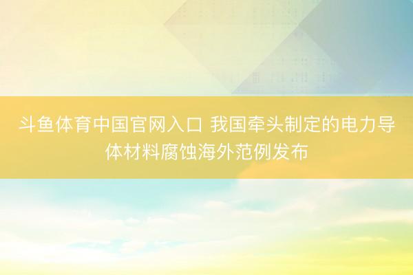 斗鱼体育中国官网入口 我国牵头制定的电力导体材料腐蚀海外范例发布