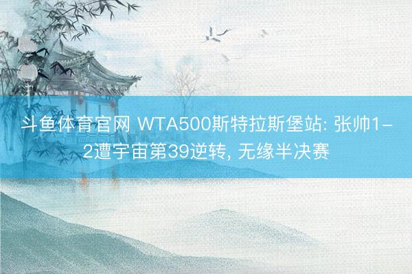 斗鱼体育官网 WTA500斯特拉斯堡站: 张帅1-2遭宇宙第39逆转， 无缘半决赛