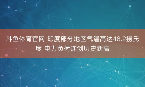 斗鱼体育官网 印度部分地区气温高达48.2摄氏度 电力负荷连创历史新高
